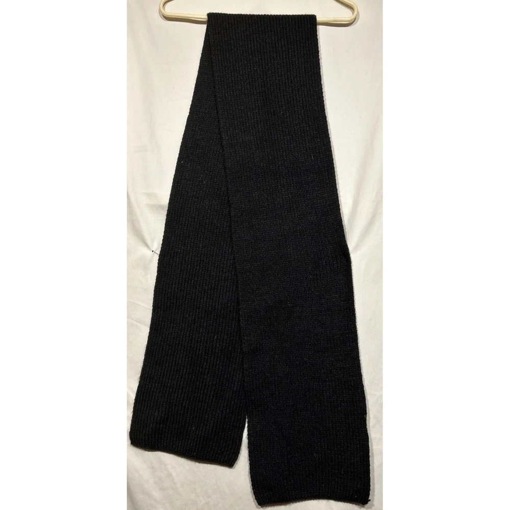 Club Monoco Charcoal Black Scarf  65 Alpaca 35 Acrylic Rib Knit 10" X  81"